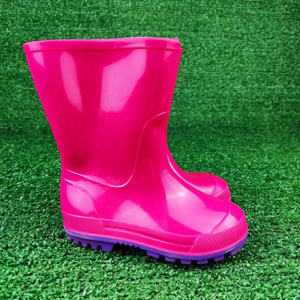 Unbranded Rain Boots Kids 5-6 Pink Purple Rubber Waterproof Made in Canada